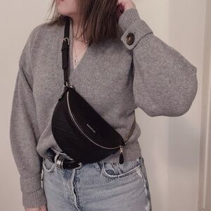 Balenciaga XXS Souvenir Crossbody Bumbag Bag Black Gold Leather Belt Bag